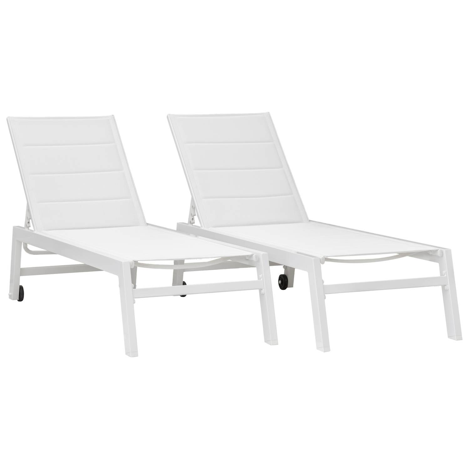 Lot de 2 bains de soleil BARBADOS en textilène blanc - aluminium blanc - HAPPY GARDEN - Imagen 1