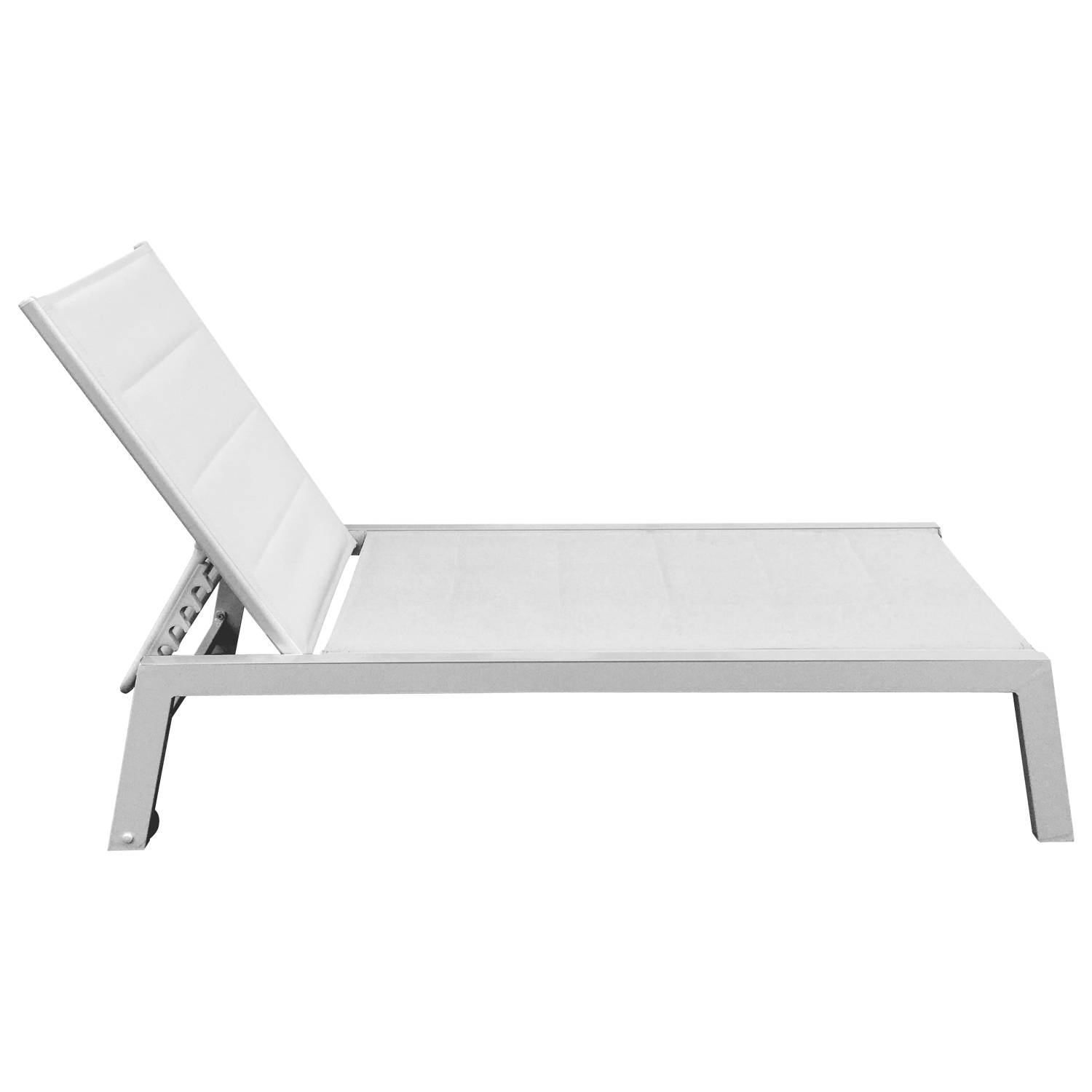 Lot de 2 bains de soleil BARBADOS en textilène blanc - aluminium blanc - HAPPY GARDEN - Imagen 3