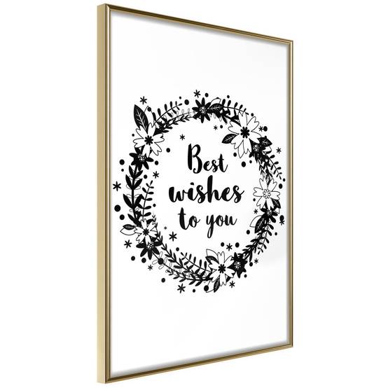 Affiche Murale Encadrée "Best Wishes" 40 x 60 cm Or - Image 1