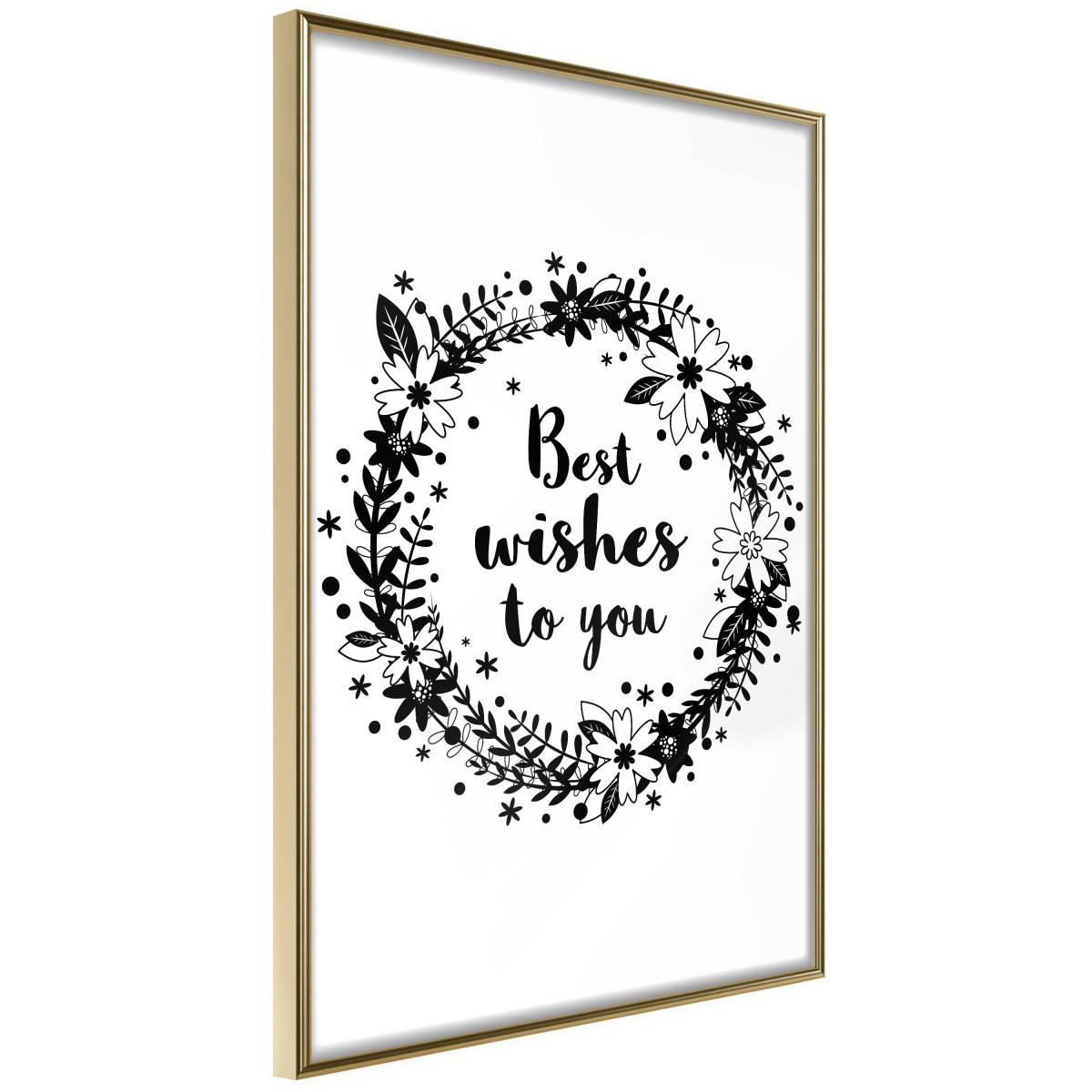 Affiche Murale Encadrée "Best Wishes" 40 x 60 cm Or - Image 1