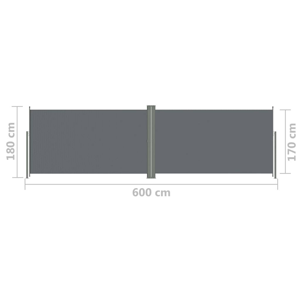 Helloshop26 - Auvent paravent store brise-vue latéral rétractable de patio jardin terrasse balcon protection visuelle écran 180 x 600 cm anthracite - Imagen 6