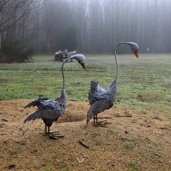 Set de 2 Canes en métal gris et orange Ht.58-72 cm Chemin de campagne - Imagen 3