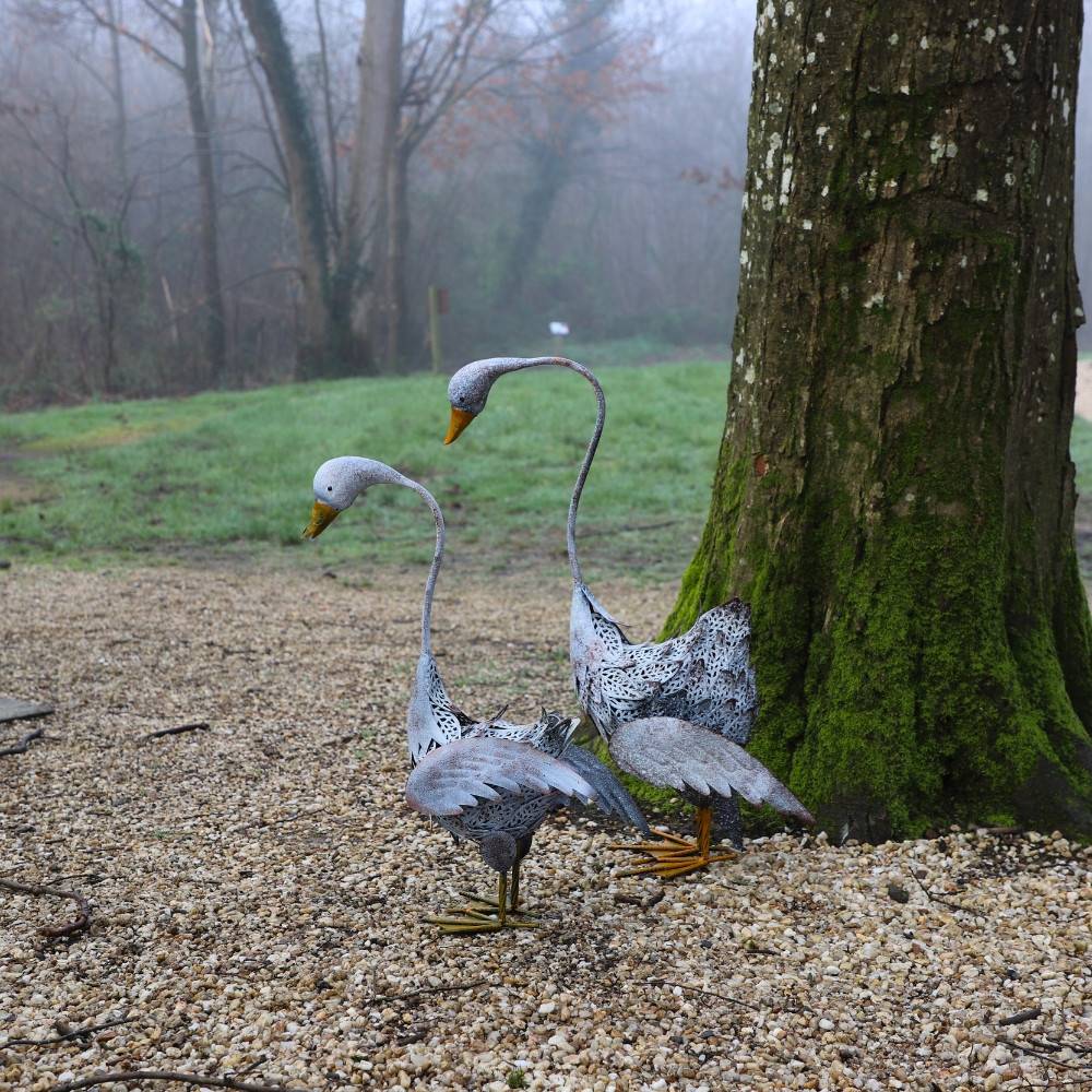 Set de 2 Canes en métal gris et orange Ht.58-72 cm Chemin de campagne - Imagen 2