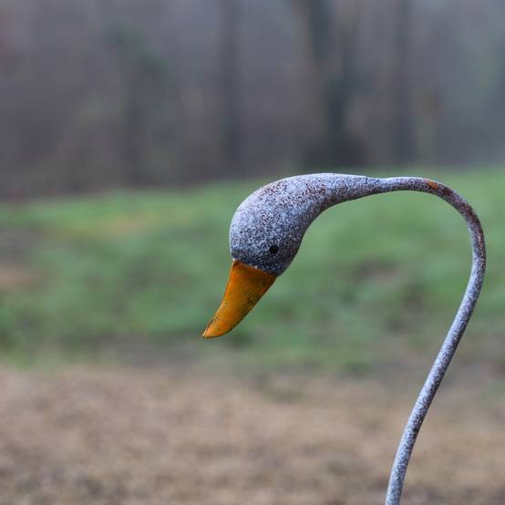 Set de 2 Canes en métal gris et orange Ht.58-72 cm Chemin de campagne - Imagen 5