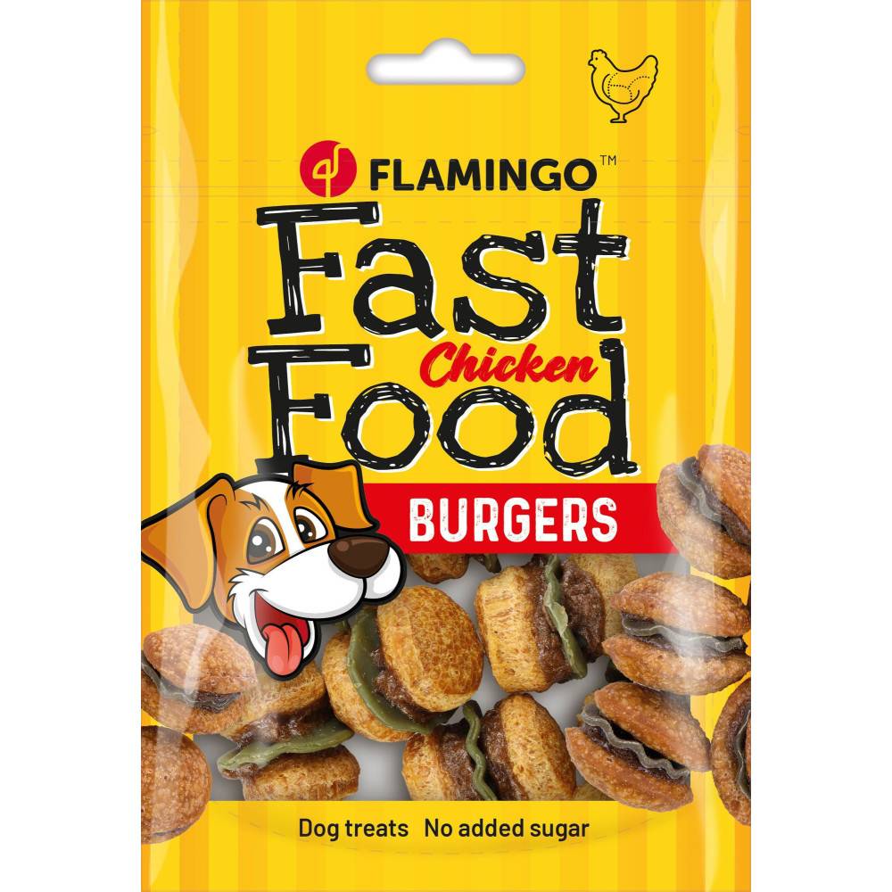 Flamingo - Flamingo - Friandises Fast Food Mini hamburger avec poulet 112 g pour chien - Imagen 1