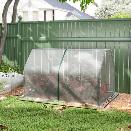 Petit châssis de forçage pour jardin et potager avec bâche PE 99x71x60 cm Blanc - ComfortXL Outdoor Living - Image 3