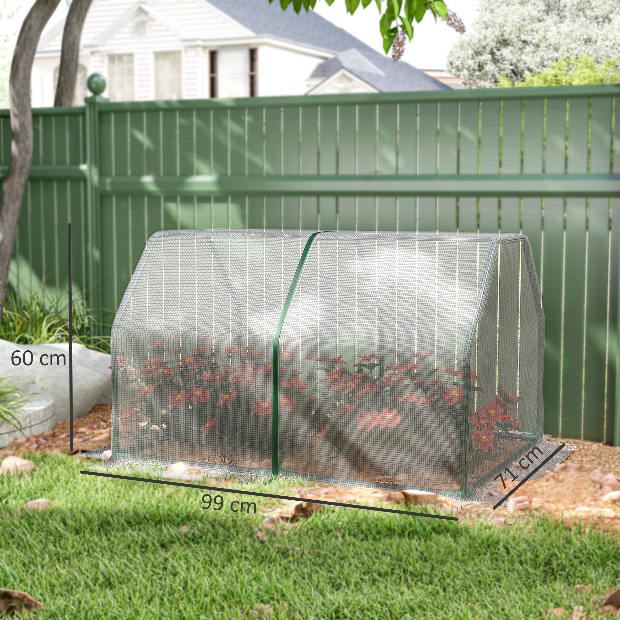 Petit châssis de forçage pour jardin et potager avec bâche PE 99x71x60 cm Blanc - ComfortXL Outdoor Living - Image 3