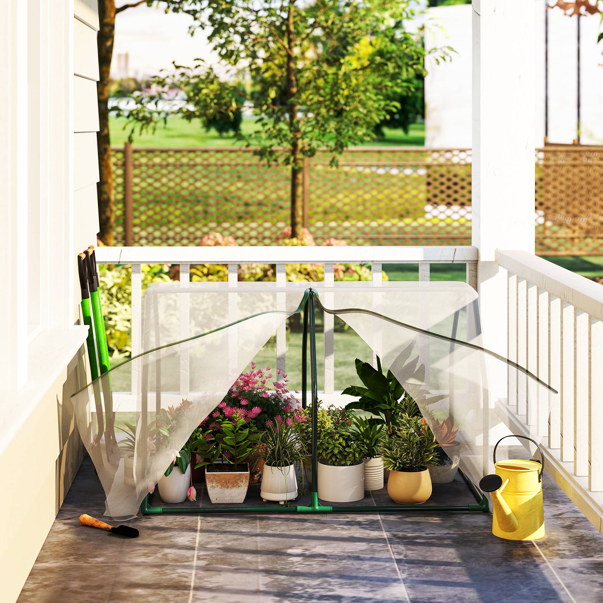 Petit châssis de forçage pour jardin et potager avec bâche PE 99x71x60 cm Blanc - ComfortXL Outdoor Living - Image 2