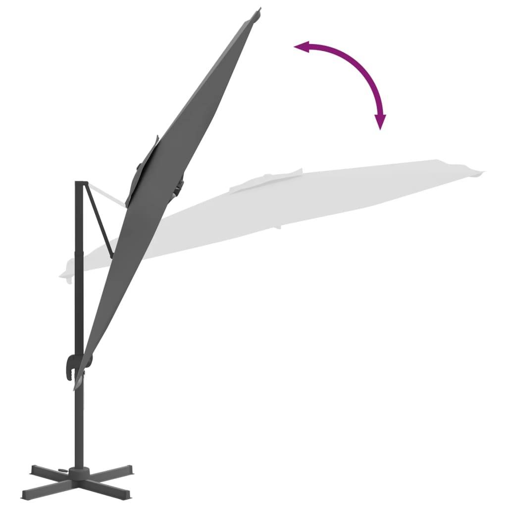 Helloshop26 - Parasol meuble de jardin déporté avec mât en aluminium 300 x 300 cm anthracite - Imagen 6