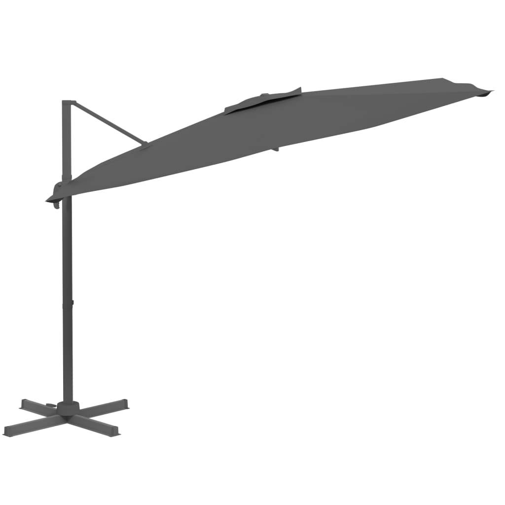 Helloshop26 - Parasol meuble de jardin déporté avec mât en aluminium 300 x 300 cm anthracite - Imagen 2