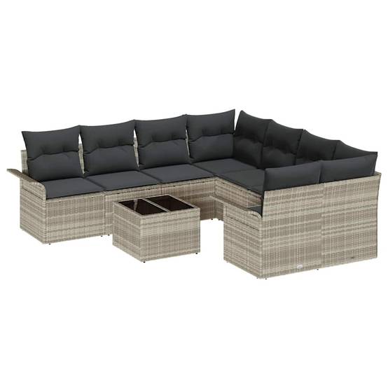 Canapé Extérieur 9 pcs Polyrotin Modulable Finition Mate Gris Clair et Gris Foncé – ComfortXL Outdoor Living - Image 2