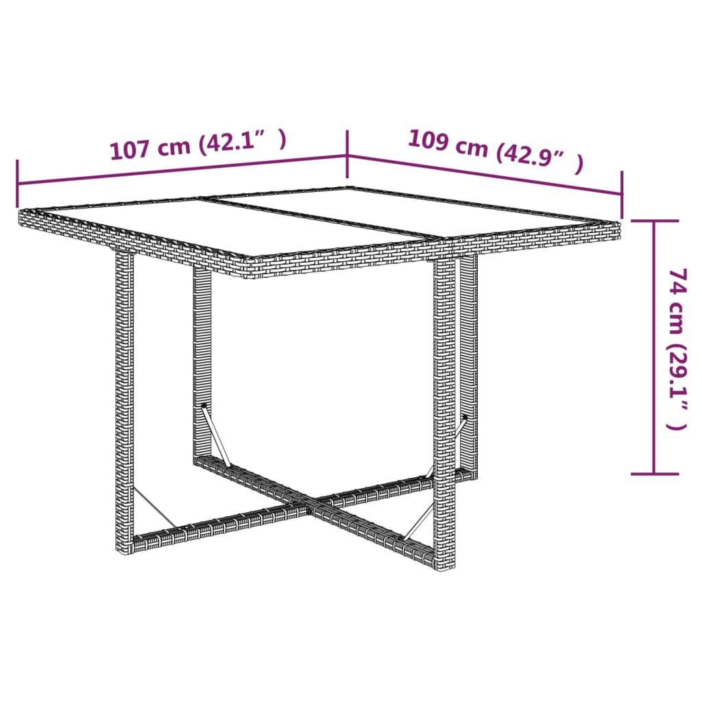 PANGIVO - Table de jardin résine tressée verre beige 109 x 107 x 74 cm - PANGIVO - Image 7