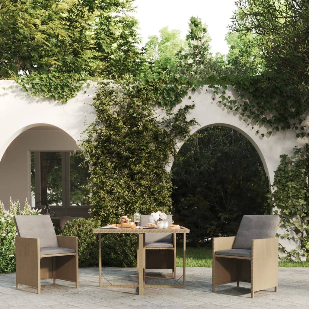 PANGIVO - Table de jardin résine tressée verre beige 109 x 107 x 74 cm - PANGIVO - Image 1