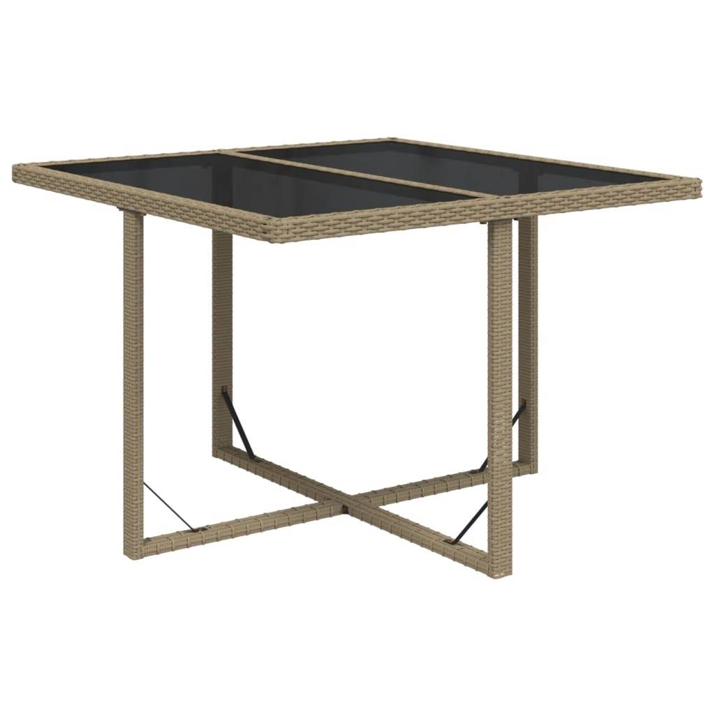 PANGIVO - Table de jardin résine tressée verre beige 109 x 107 x 74 cm - PANGIVO - Image 2