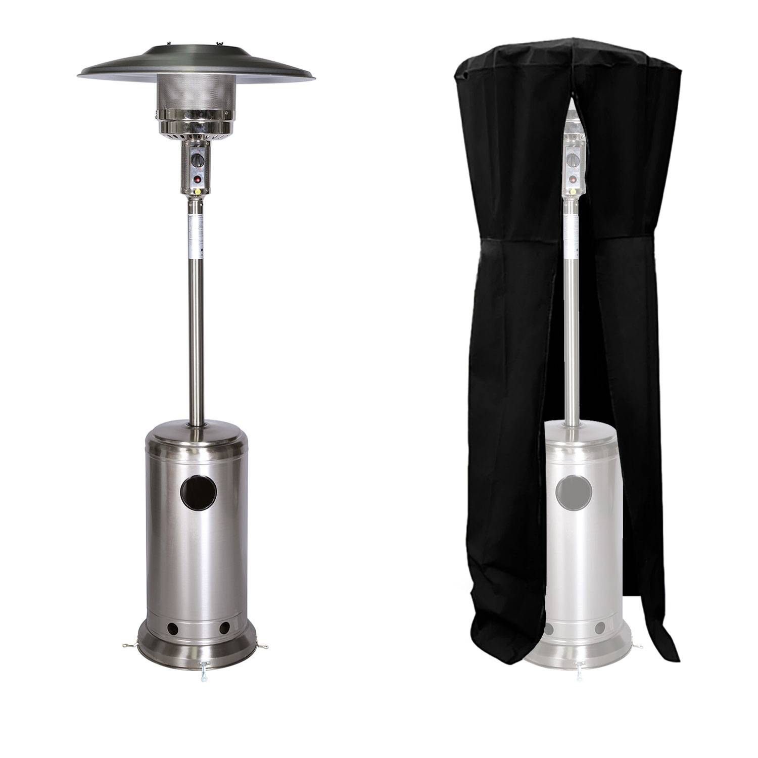 Parasol chauffant OSLO - chauffage d'extérieur gaz - acier inox + housse - HAPPY GARDEN - Image 1