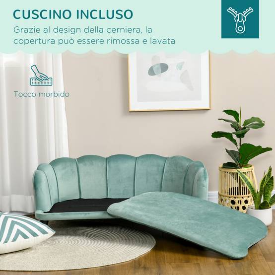 Canapé pour chien bois et polyester salon coussin lavable 98cm vert - ComfortXL Outdoor Living - Image 9
