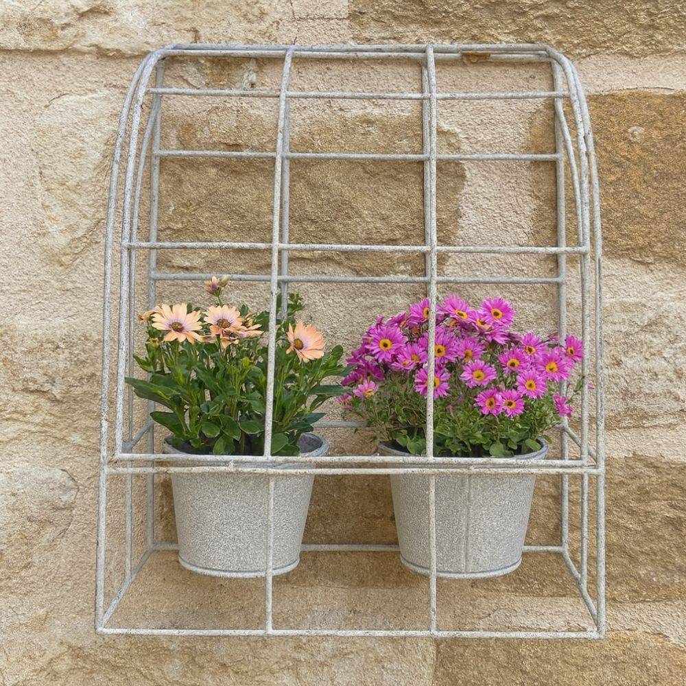 Jardinière murale extérieure jardin porte plante métal gris 43 cm Chemin de campagne - Imagen 2