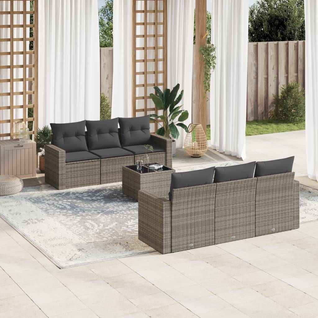 Salon de Jardin Bas 6 Places avec Rangement Intégré en Résine Tressée Grise et Table pour Jardin – ComfortXL Outdoor Living - Image 1