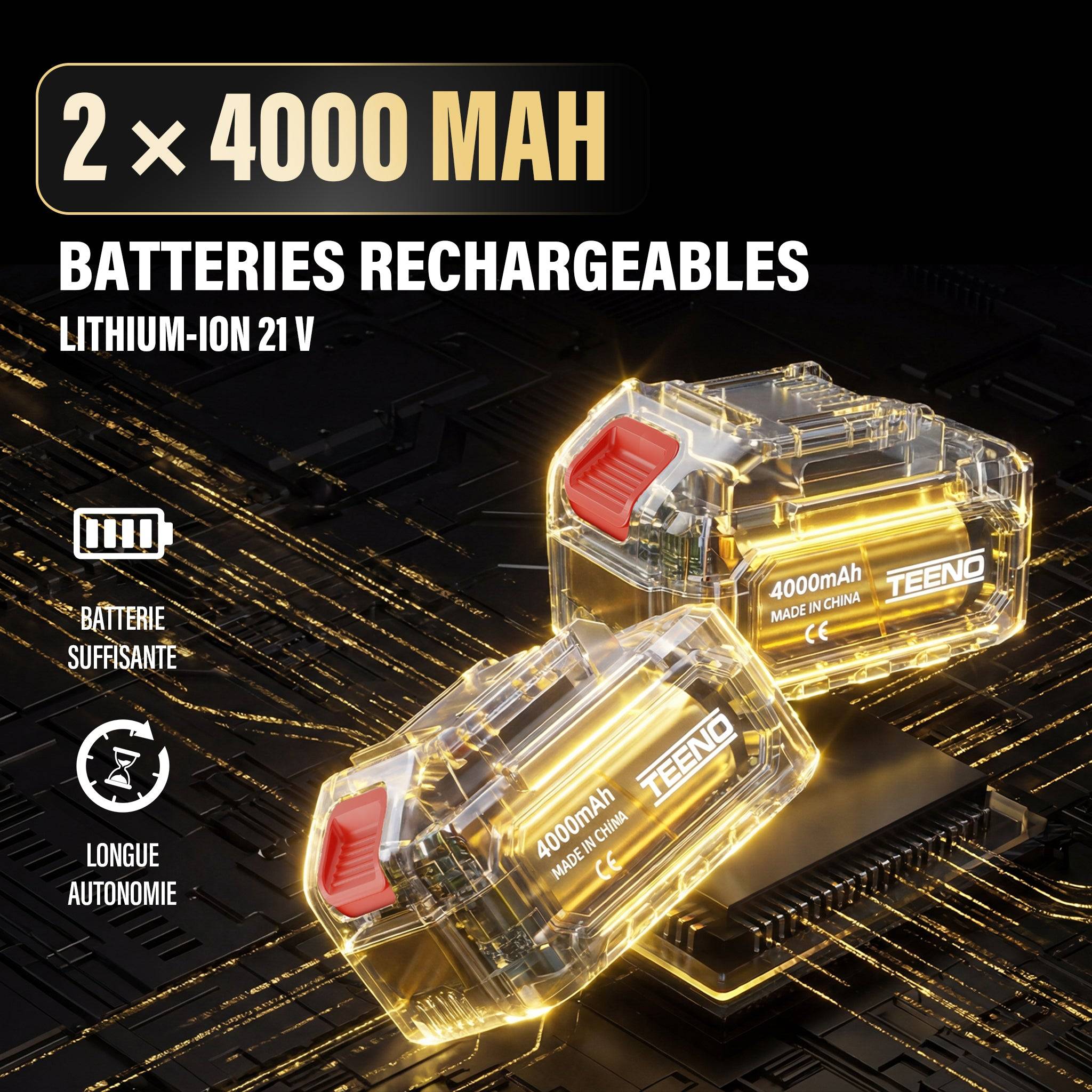 Teeno - Sécateur Électrique Avec Perche, 2-en-1 Secateur Electrique Sans Fil Télescopique, Portée Totale 4.3 m, Coupe 50 mm, 2 * 4,0Ah Batteries - Image 3