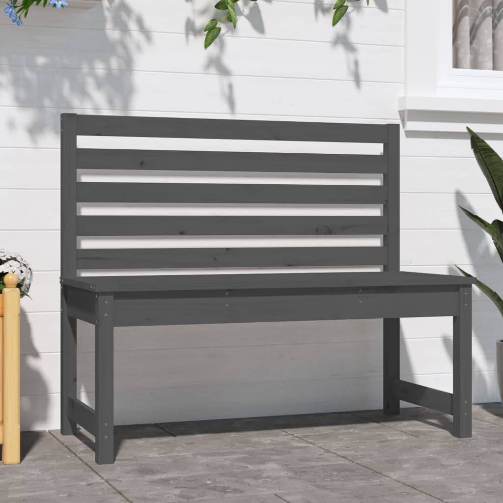 Maison Chic - Banc de jardin - Banc d'extérieur - Banquette gris 109 cm bois massif de pin - Imagen 3