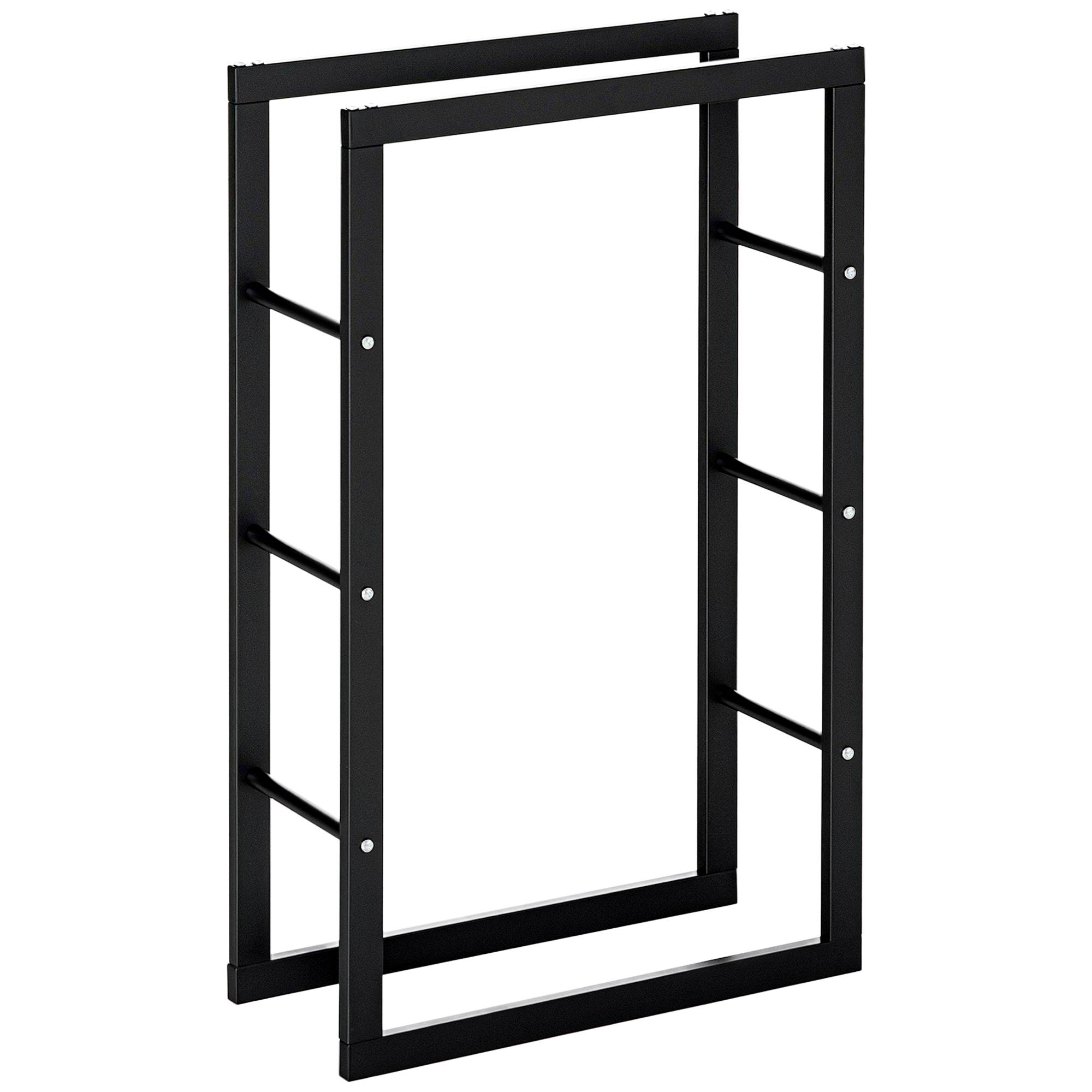 Range bûches Etagère porte bois de cheminée porte-bûches design contemporain charge max. 100 Kg dim. 60L x 25l x 100H cm métal noir