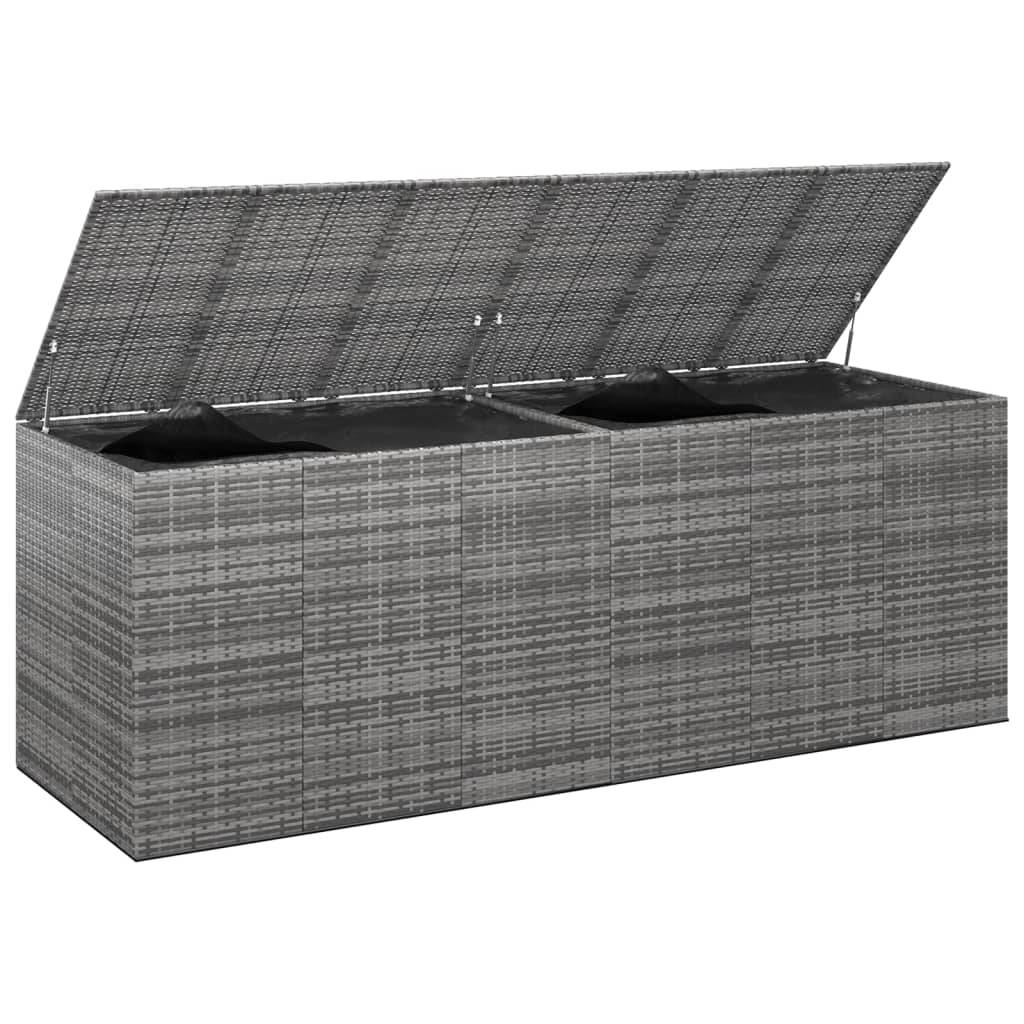 Helloshop26 - Boîte à coussins de jardin résine tressée 291 x 100,5 x 104 cm gris - Imagen 1