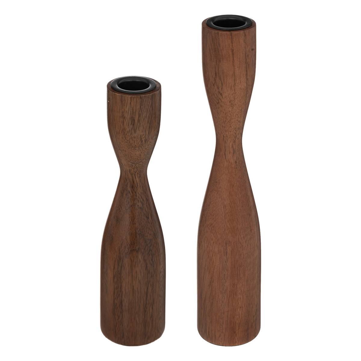 Lot de 2 Bougeoirs Chandeliers en Bois de Manguier - Imagen 1