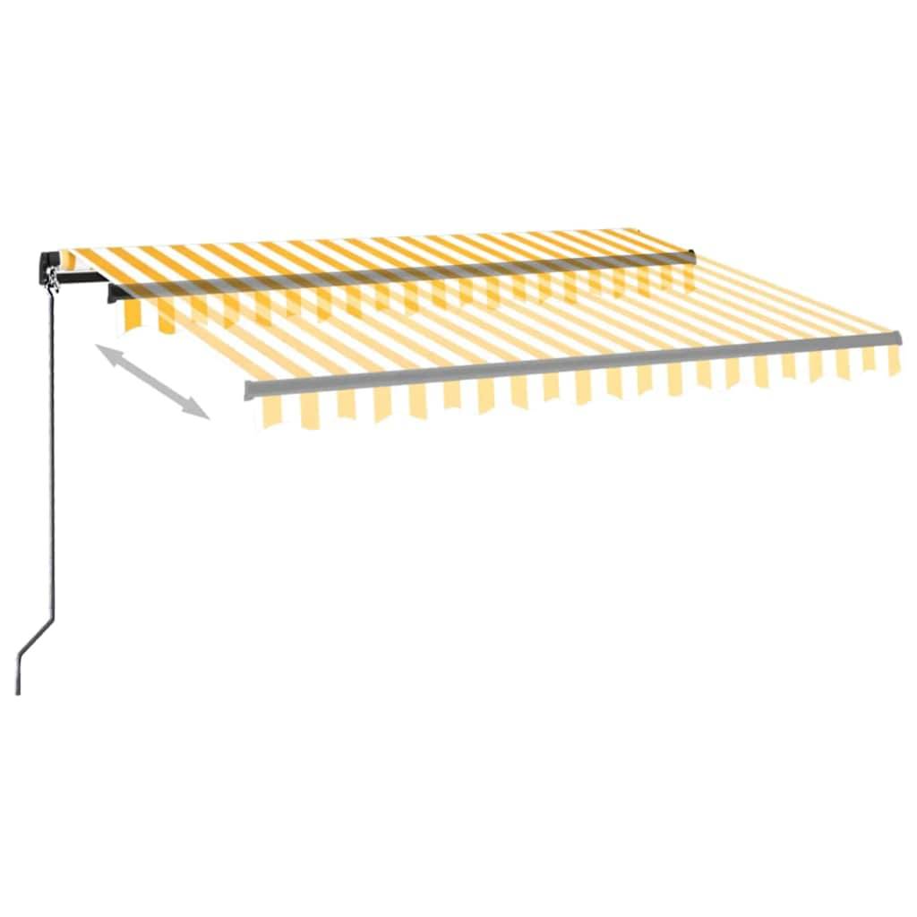 Store banne rétractable manuel aluminium terrasse 350x250cm jaune et blanc - ComfortXL Outdoor Living - Image 4