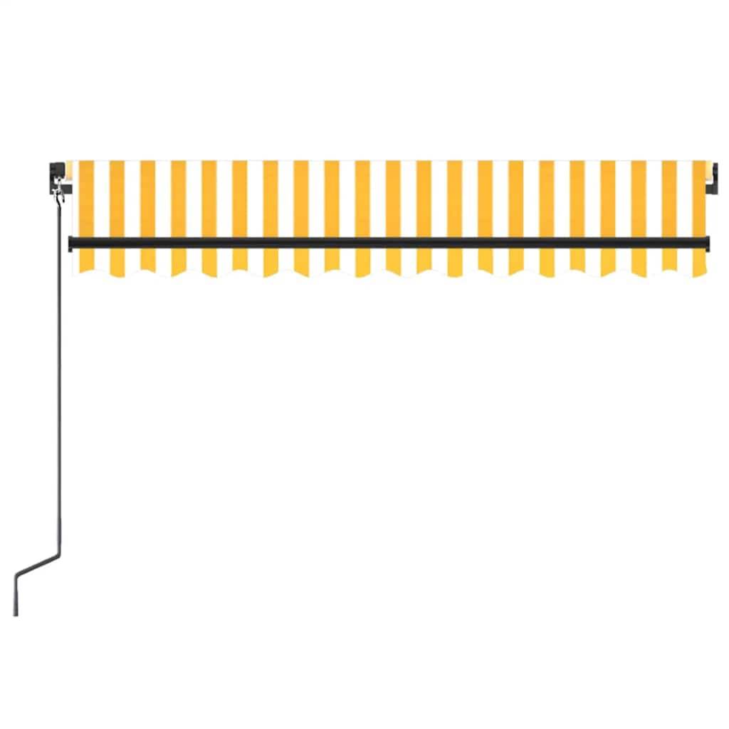 Store banne rétractable manuel aluminium terrasse 350x250cm jaune et blanc - ComfortXL Outdoor Living - Image 3
