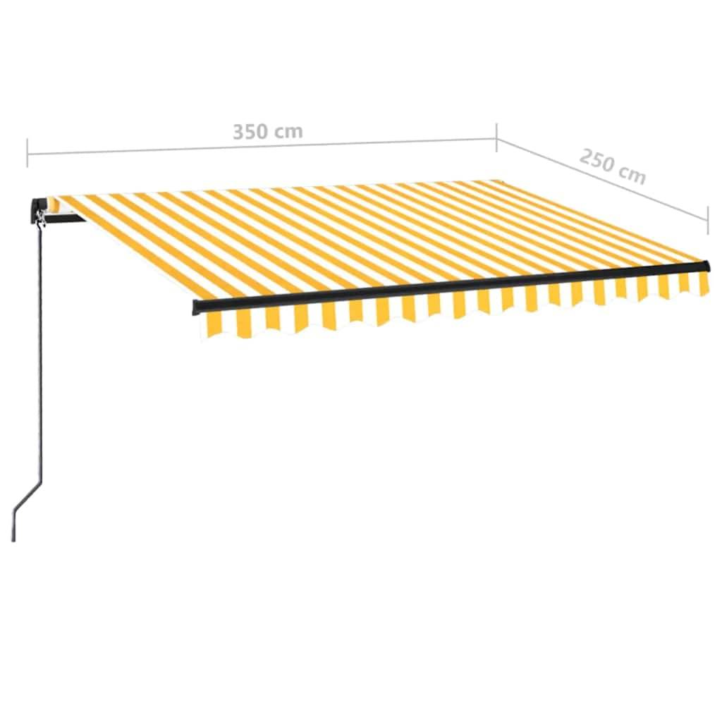 Store banne rétractable manuel aluminium terrasse 350x250cm jaune et blanc - ComfortXL Outdoor Living - Image 7