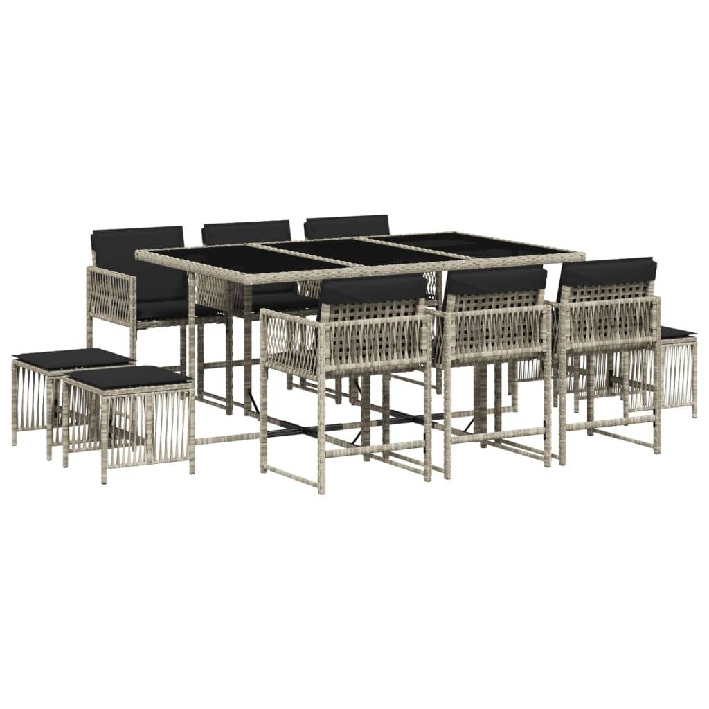 ComfortXL - Salon de Jardin Encastrable Gris Clair 10 Places avec Tabourets et Coussins – ComfortXL Outdoor Living - Image 2