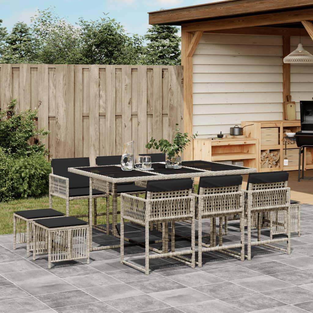 ComfortXL - Salon de Jardin Encastrable Gris Clair 10 Places avec Tabourets et Coussins – ComfortXL Outdoor Living - Image 1