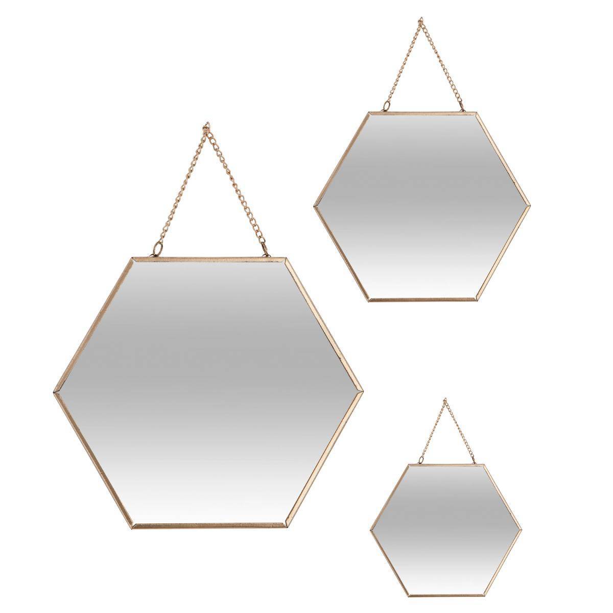 Atmosphera - Set de 3 miroirs doré L20/25/30cm - Atmosphera Créateur d'intérieur - Imagen 1