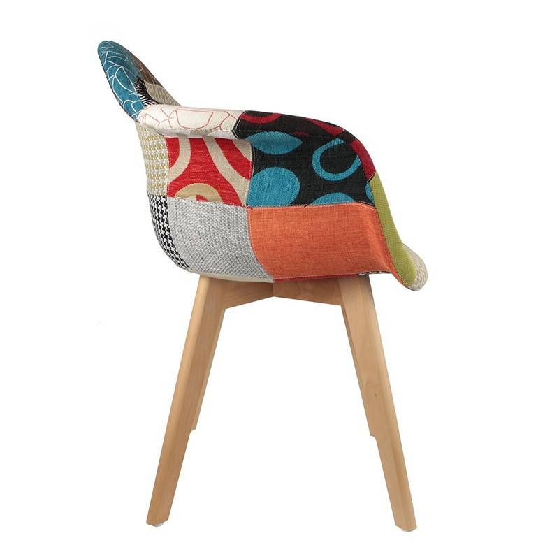 The Home Deco Factory - Fauteuil scandinave patchwork pieds bois - Image 2