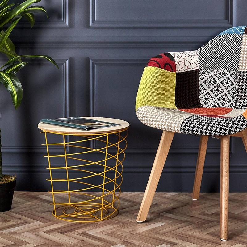The Home Deco Factory - Fauteuil scandinave patchwork pieds bois - Image 5