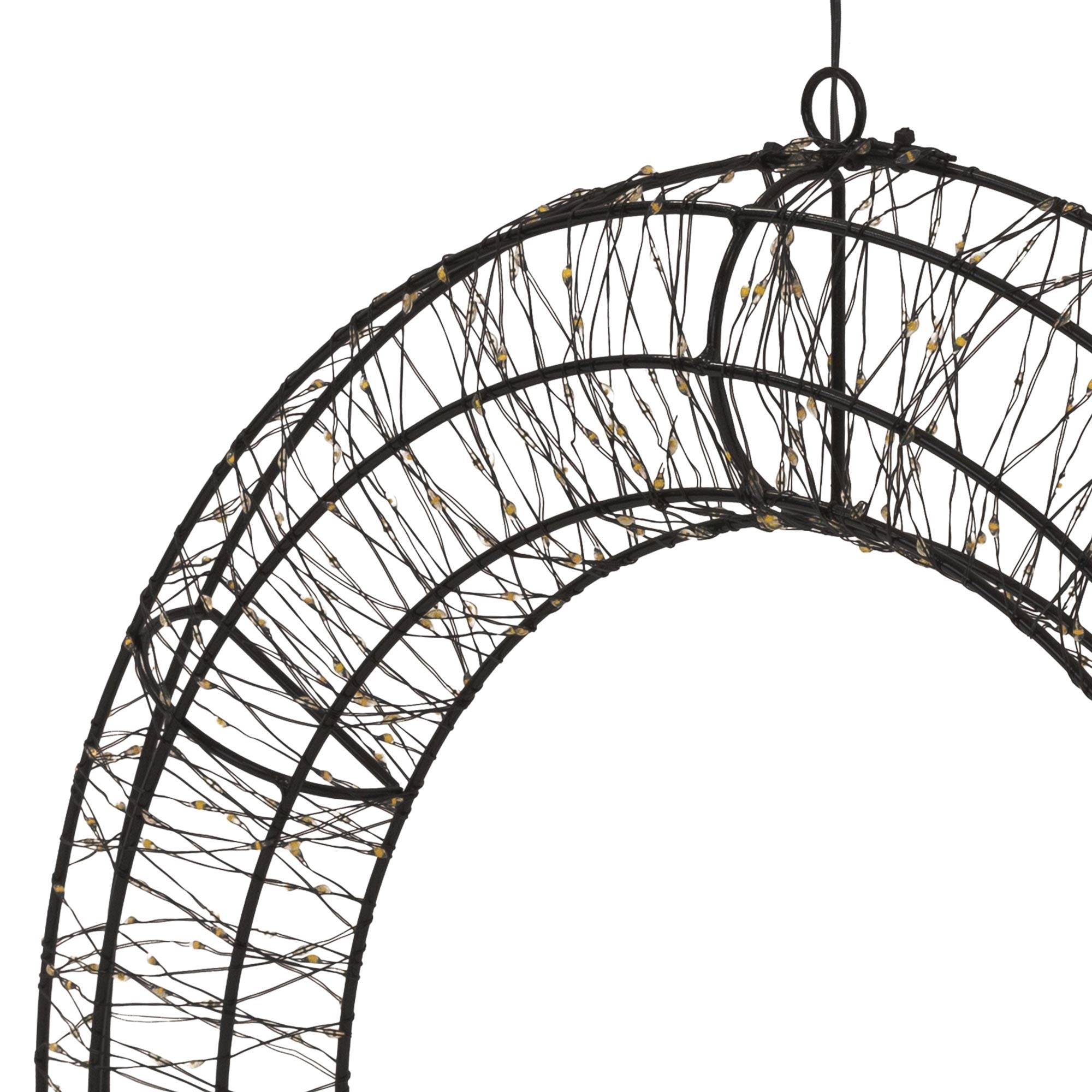 Ecd-Germany - Couronne de Noël lumineuse LED Ø 58 cm décoration suspendue, anneau lumineux en métal, 840 LED blanc chaud, minuterie, íntérieur et extérieur, IP44 - Image 3