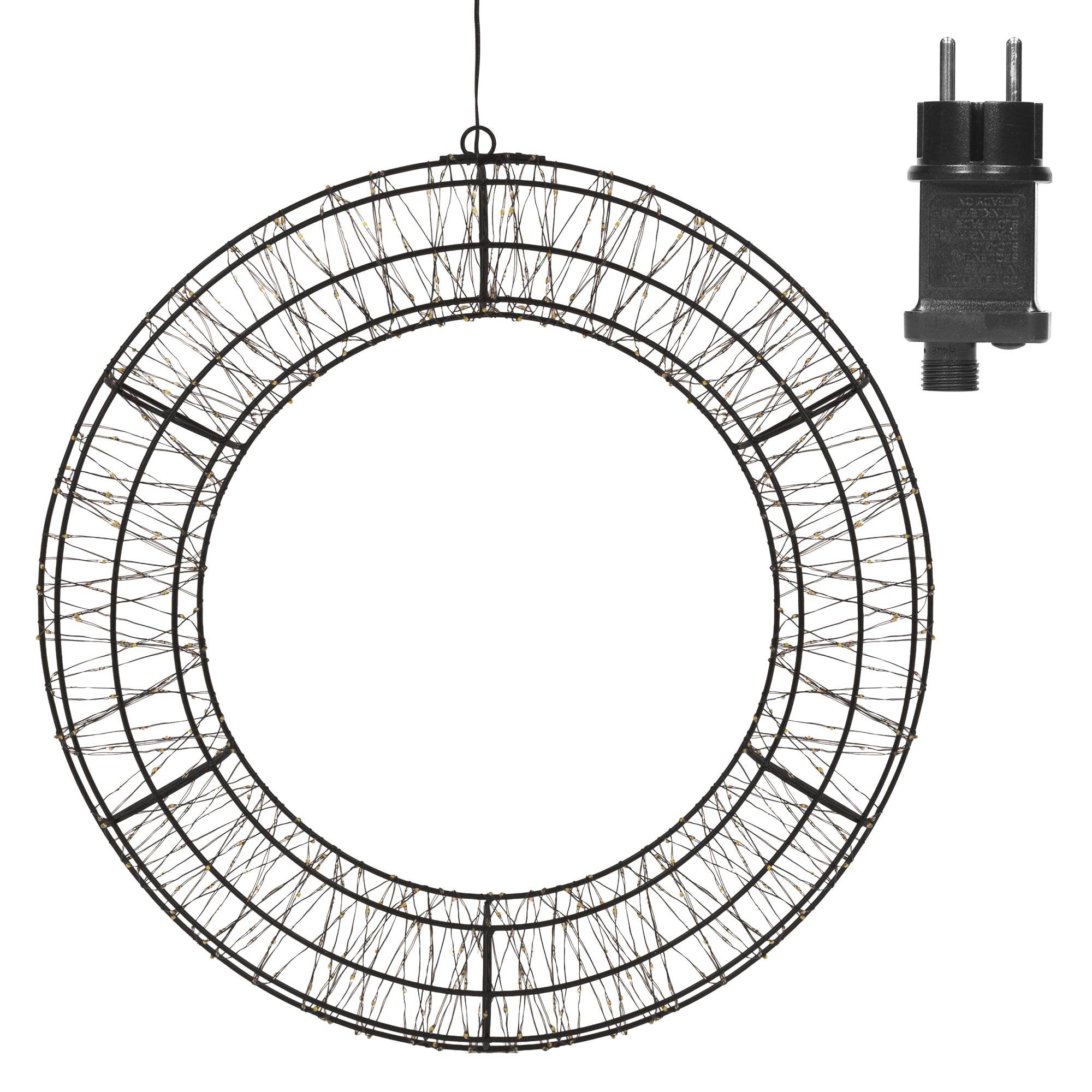 Ecd-Germany - Couronne de Noël lumineuse LED Ø 58 cm décoration suspendue, anneau lumineux en métal, 840 LED blanc chaud, minuterie, íntérieur et extérieur, IP44 - Image 2