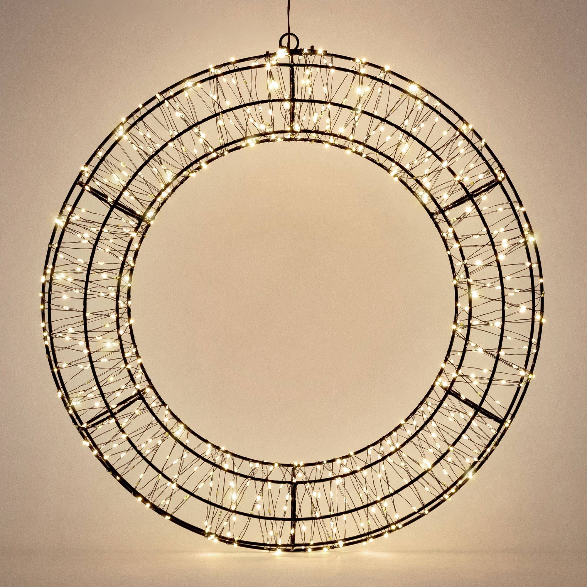 Ecd-Germany - Couronne de Noël lumineuse LED Ø 58 cm décoration suspendue, anneau lumineux en métal, 840 LED blanc chaud, minuterie, íntérieur et extérieur, IP44 - Image 6