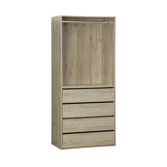 Module dressing avec 4 tiroirs et 1 penderie naturel. panneaux stratifiés | sweeek - Image 2