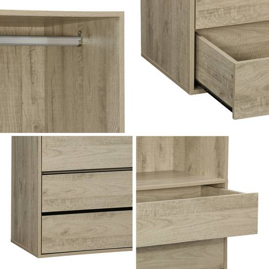 Module dressing avec 4 tiroirs et 1 penderie naturel. panneaux stratifiés | sweeek - Image 6