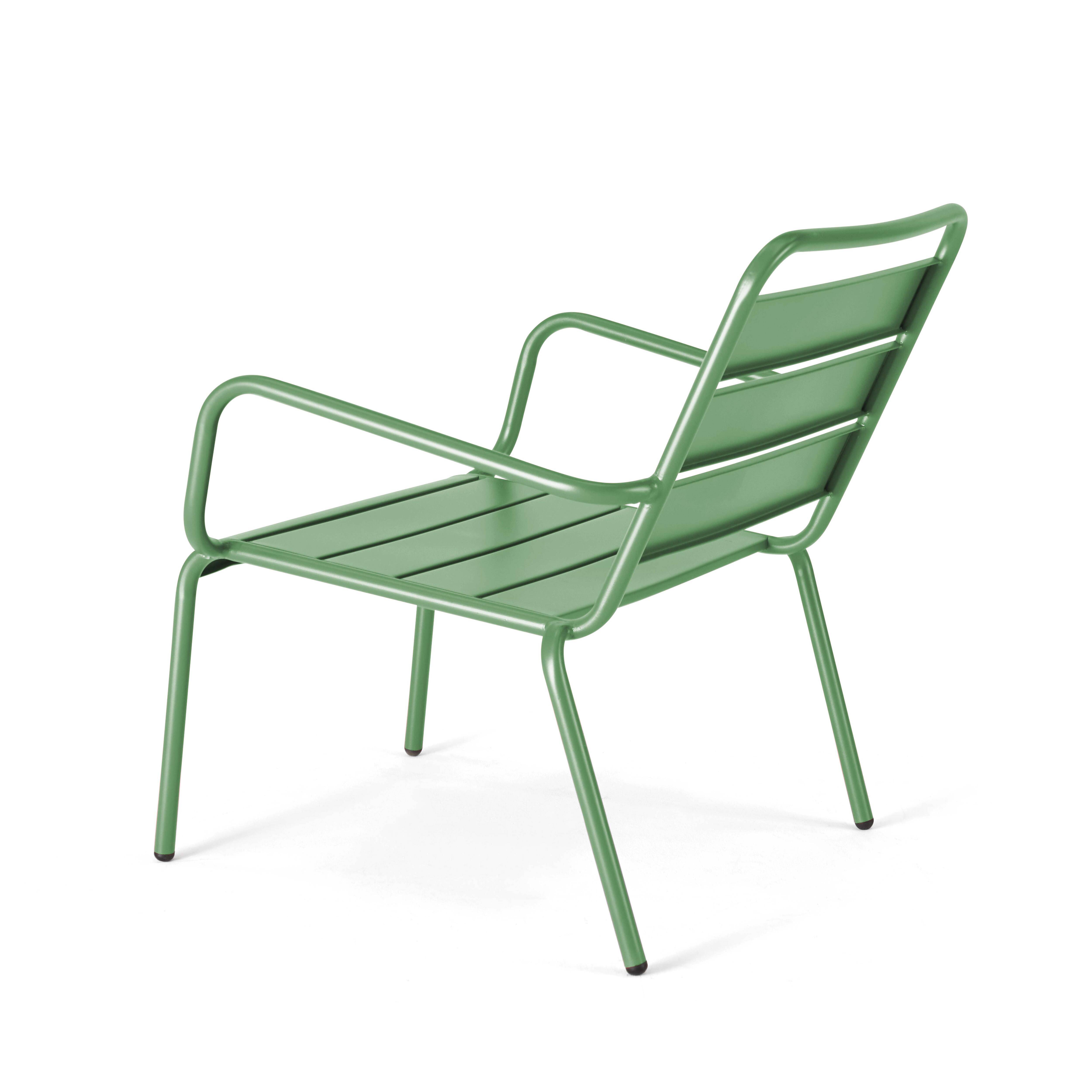 Oviala - Lot de 2 fauteuils relax avec repose-pieds en métal vert cactus Palavas - Oviala - Imagen 6