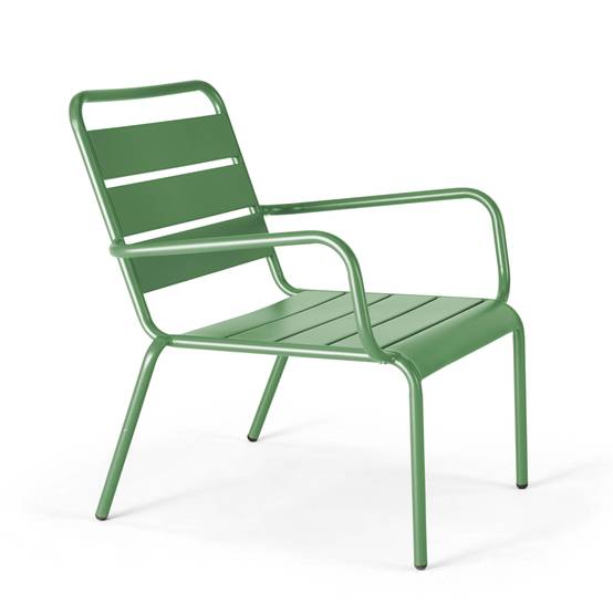 Oviala - Lot de 2 fauteuils relax avec repose-pieds en métal vert cactus Palavas - Oviala - Imagen 5