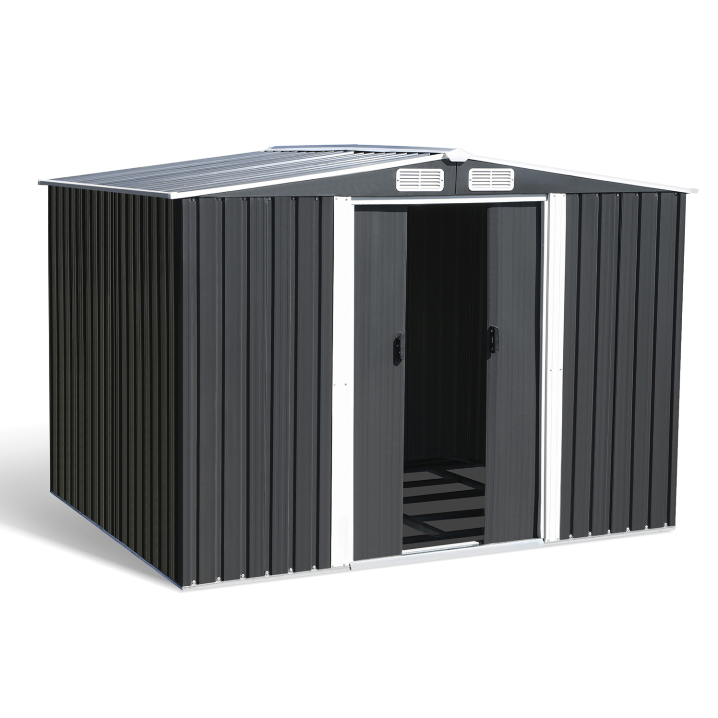Abri de jardin 5,3 M² gris en acier galvanisé avec base - Image 2