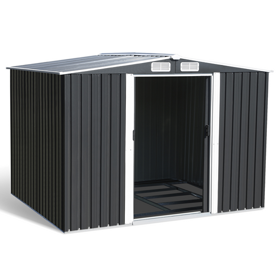 Abri de jardin 5,3 M² gris en acier galvanisé avec base - Image 8