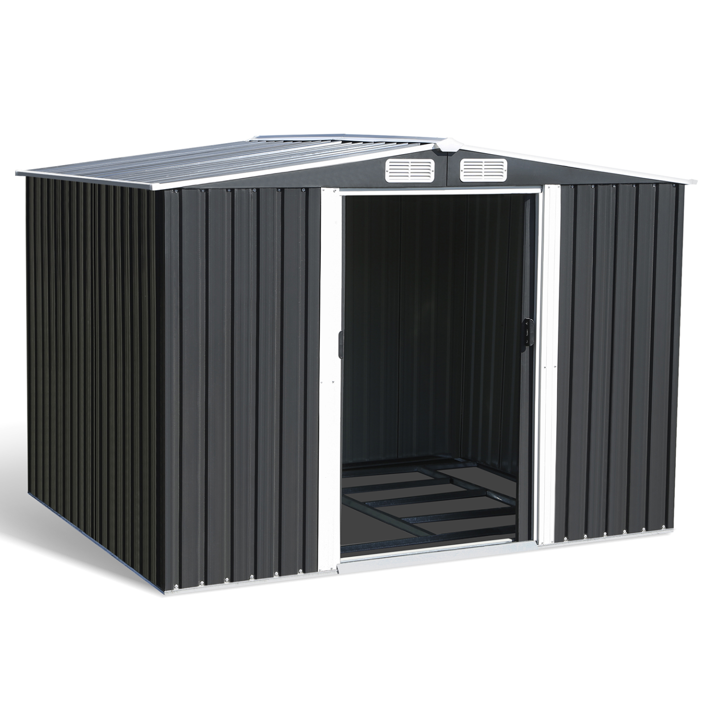 Abri de jardin 5,3 M² gris en acier galvanisé avec base - Image 8