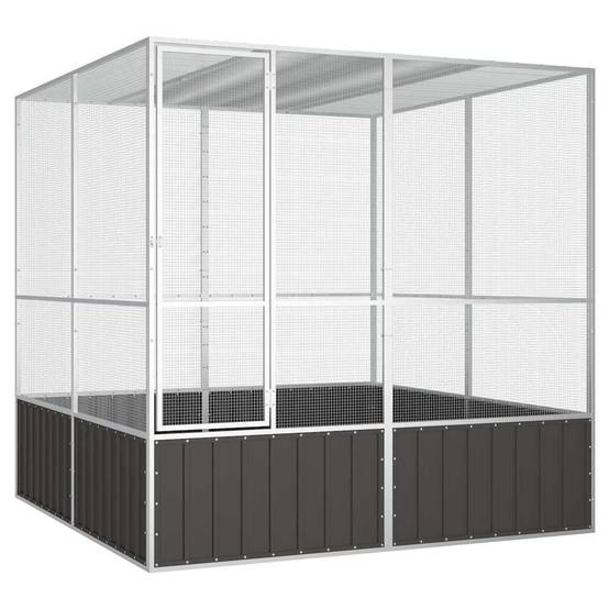 Volière Jardin Acier Galvanisé Spacieuse Sécurité Anthracite 213,5x217,5cm - ComfortXL Outdoor Living - Image 1