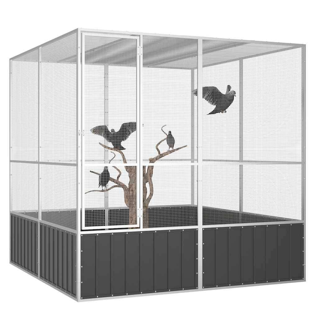 Volière Jardin Acier Galvanisé Spacieuse Sécurité Anthracite 213,5x217,5cm - ComfortXL Outdoor Living - Image 2