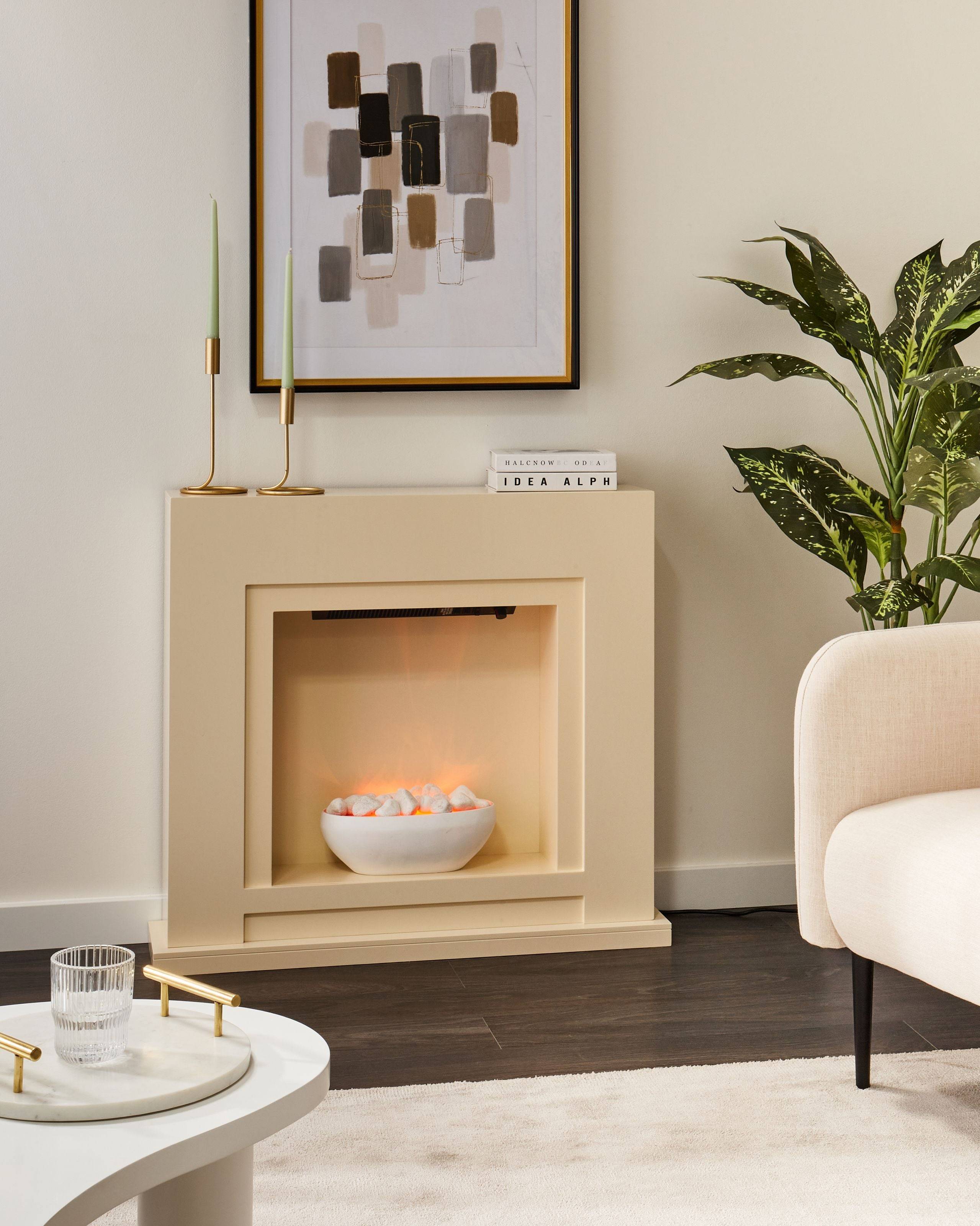 Beliani - Chauffage de cheminée électrique MDF Beige SAHARA - Beliani