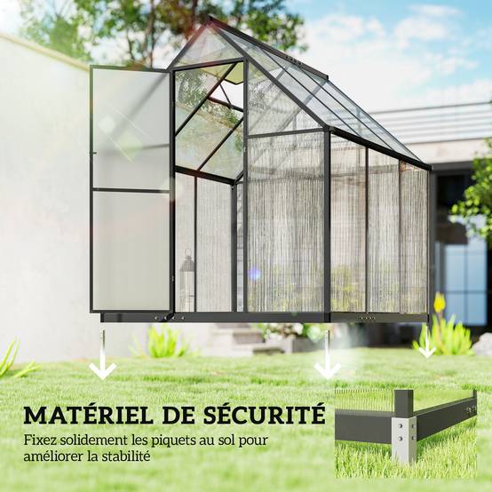 ComfortXL - Serre Jardin Polycarbonate Plantes Porte Battante Fenêtre Réglable 178x168x195cm Transparent - ComfortXL Outdoor Living - Image 8