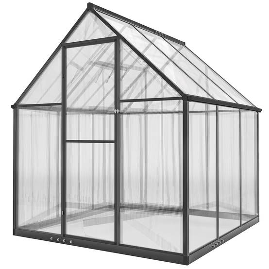 ComfortXL - Serre Jardin Polycarbonate Plantes Porte Battante Fenêtre Réglable 178x168x195cm Transparent - ComfortXL Outdoor Living - Image 2